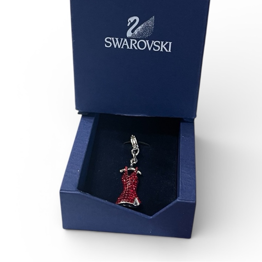 Swarovski “Go Red” Crystal Dress Lobster Claw Charm NWT Boxed